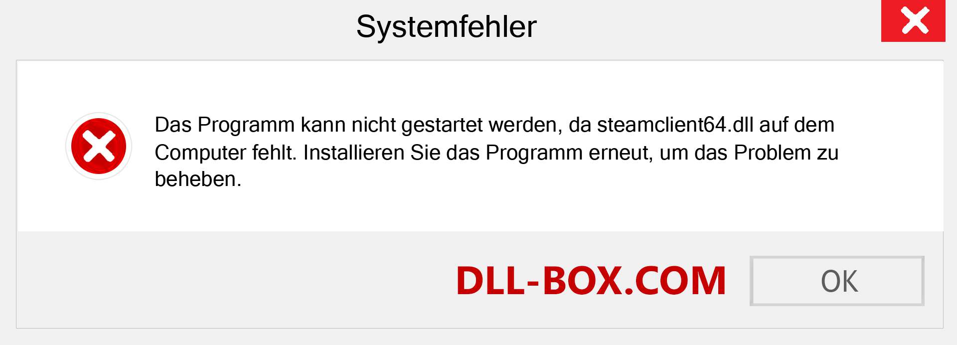 steamclient64.dll-Datei fehlt?. Download für Windows 7, 8, 10 - Fix steamclient64 dll Missing Error unter Windows, Fotos, Bildern